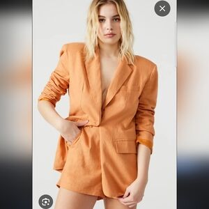 Steve Madden Imelda  Women's Peach Oversized Linen Blazer Size Medium